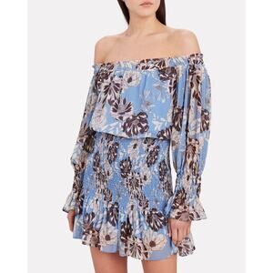 Alexis Rezika Off-The-Shoulder Blue Floral Dress